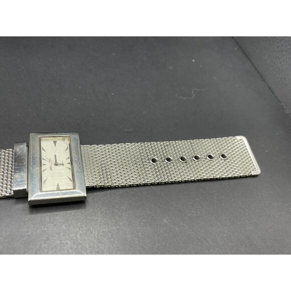 Vintage Anya Ltd. Watch Silver Tone G2249 Rectangular Face Mesh Strap - Picture 4 of 10